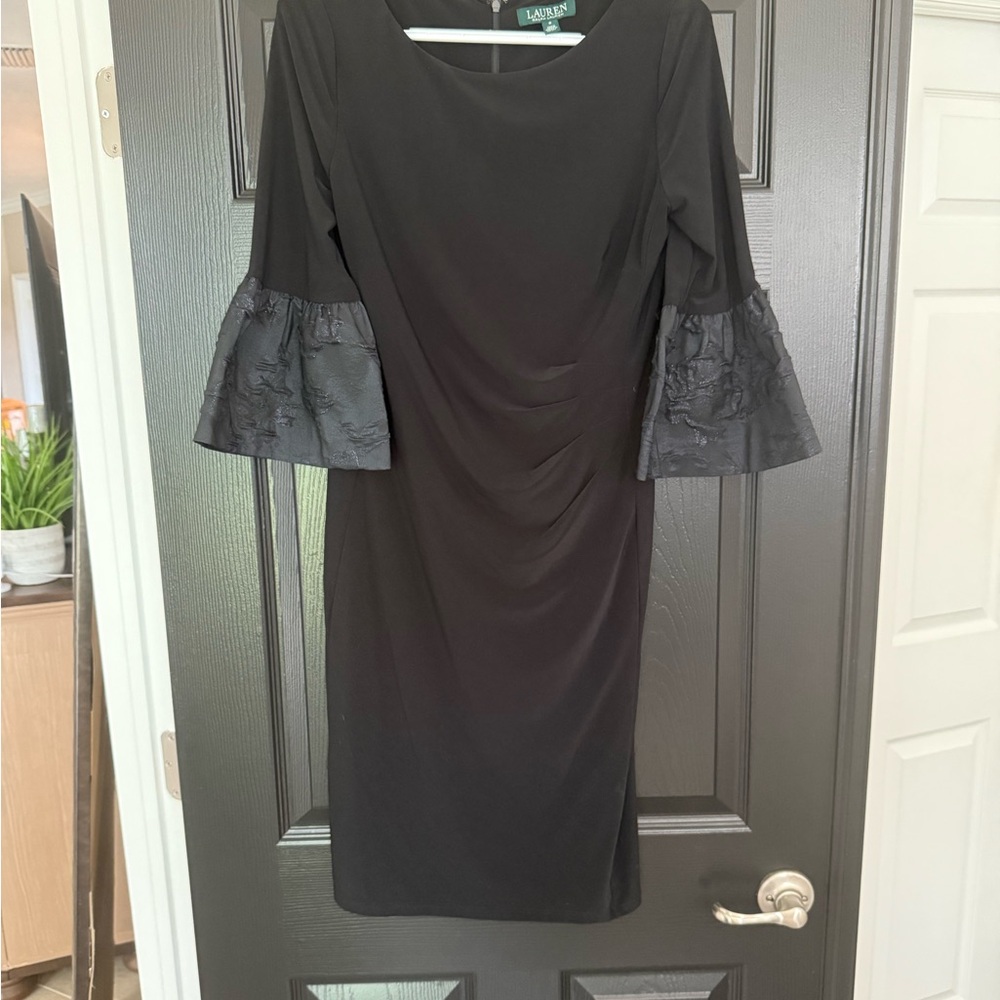 Ralph Lauren Blue Label Black Dress with Lace Sleeves